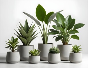 Modern Grey Concrete Potted Plants