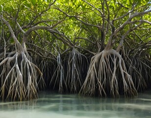 Mangrove Forest Roots in Calm Water