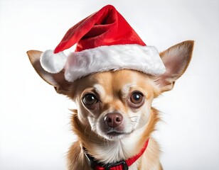 Cute Chihuahua Puppy Wearing Santa Hat