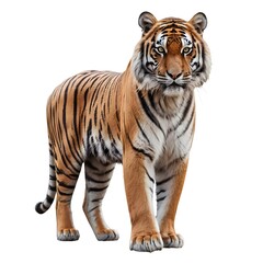 Fototapeta premium Majestic Bengal Tiger Standing Isolated on White