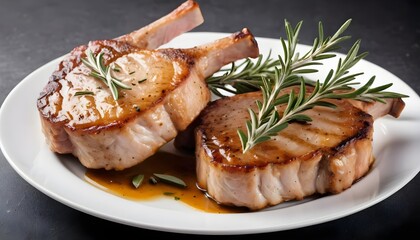 Grilled Pork Chops with Rosemary and Sauce