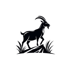 goat,goat face silhouette logo vector line art logo design