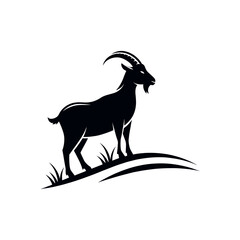 goat,goat face silhouette logo vector line art logo design