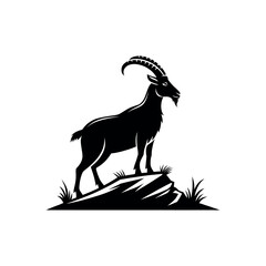 goat,goat face silhouette logo vector line art logo design