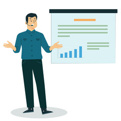 vector of a man standing doing a presentation