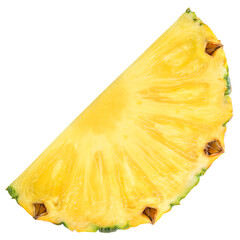 Pineapple isolated png. Pineapple slice on transparent background. Cut pineapple no background top...