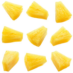 Pineapple isolated png. Canned pineapple slice on transparent background. Cut pineapple no...