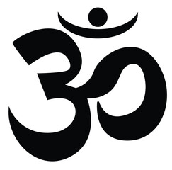 Cute cartoon hand drawn vector om sign silhouette.