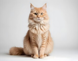 Obraz premium Fluffy Cream Tabby Cat Sitting