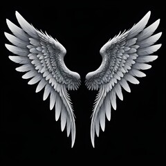 Obraz premium Pair of White Angel Wings on Black Background