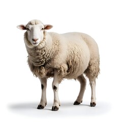 Fototapeta premium Single Sheep, White Background