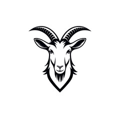 goat,goat face silhouette logo vector line art logo design
