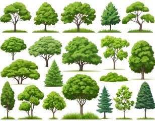 Fototapeta premium Collection of Lush Green Trees and Shrubs
