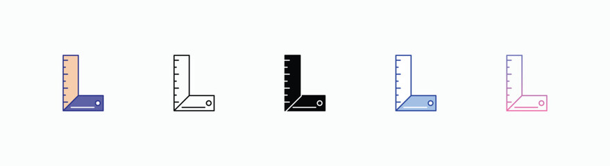 Square Ruler icons set in different style vector stock 