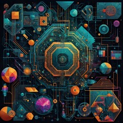 Fototapeta premium Abstract Technological Mandala