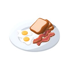 Breakfast Plate With Eggs, Bacon, and Toast Served in a Casual Setting