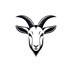 goat,goat face silhouette logo vector line art logo design
