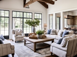 Fototapeta premium Modern Farmhouse Living Room Design with Natural Light