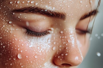 Fototapeta premium water drops woman skin close