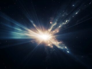Fototapeta premium Diagonal lines with cosmic rays shooting into the distance, elegant star space