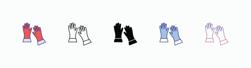 Work Gloves icons set in different style vector stock 