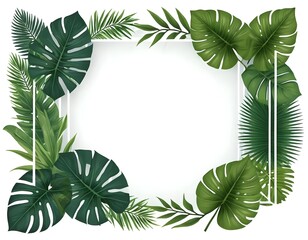 Fototapeta premium Tropical Leaves Frame Border