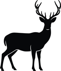 Deer Silhouette Vector Illustration, Wildlife Design Element