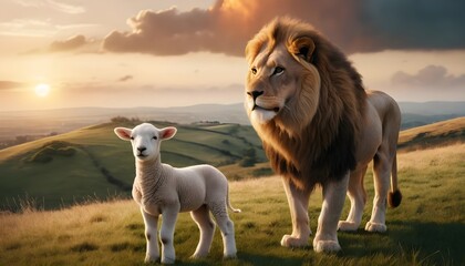 Lion and Lamb at Sunset