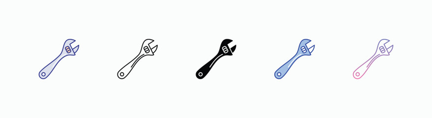 Wrench icons set in different style vector stock 