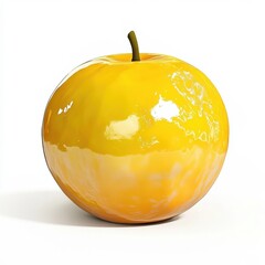 A bright yellow lemon with smooth, slightly dimpled skin and a fresh appearance, isolated white background