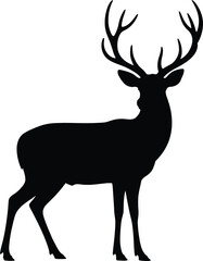 Deer Silhouette Isolated on White Background, Vector Illustration