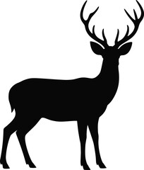 Antlered Deer Silhouette, Isolated Vector Illustration