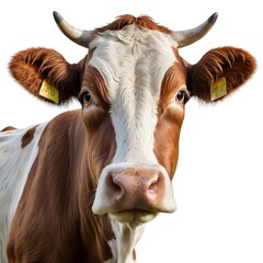 Close-up Portrait of a Brown and White Cow