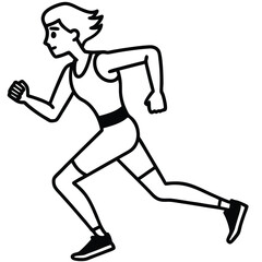 Black silhouette vector athlete running in action