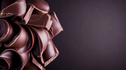 Naklejka premium Dark chocolate candy pieces on background sweet treats