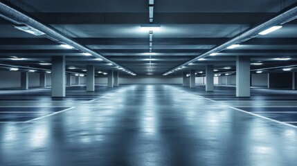 Fototapeta premium Empty modern parking garage interior.