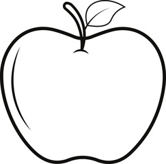 apple with leaf for coloring page