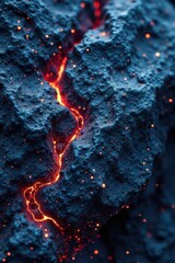 Rich textured lava rock with intricate designs on a blue abstract background, stone designs, abstract patterns, rocky terrain