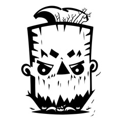Monochrome Vector Depiction of Stylized Monster