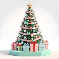 Pastel Christmas Tree with Presents