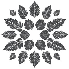 Decorative arrangement of stylized dark leaves radiating outwards from center