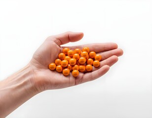 Handful of Orange Pills or Capsules