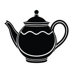 black vector teapot on a white background