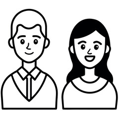 Simple Line Art Icons of Diverse People