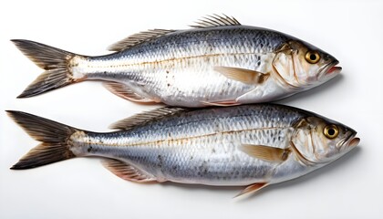 Obraz premium Fresh Two Whole Fish on White Background
