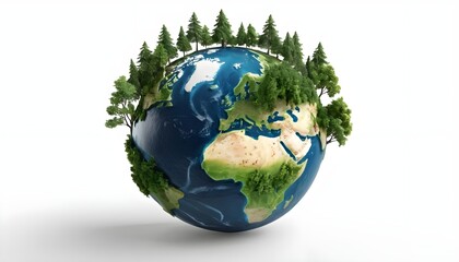 Earth Globe Surrounded by Lush Green Forest