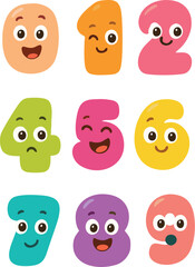 Cute and Colorful Cartoon Numbers for Education
