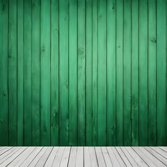Green Wooden Wall with White Floor Background