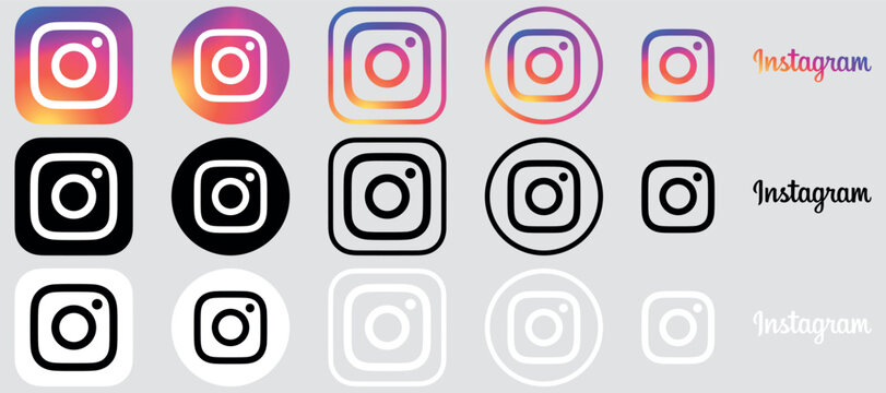 Instagram Logo Mega Bundle Icon Set, IG App Vector, Editable SVG, PNG, Transparent Background, Premium Social Media Design for Digital Download
