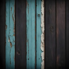 Fototapeta premium Rustic Wooden Wall Texture with Teal and Dark Brown Paint